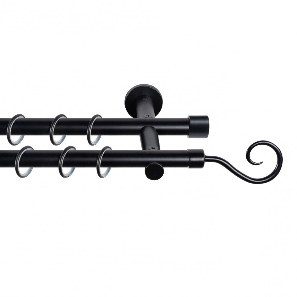Galerie dubla metalica 19mm, NEGRU, 240 cm