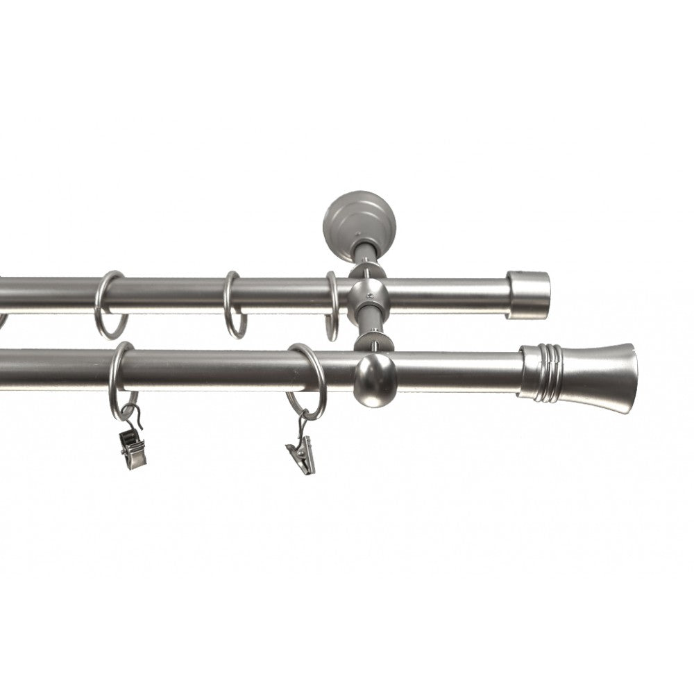 Galerie dubla metalica Ahile 19mm, nichel satinat, 240 cm